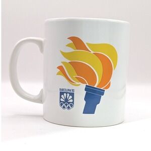 Vintage Coloroll Barcelona 92 Olympic Games NBC Torch Ceramic Mug England White